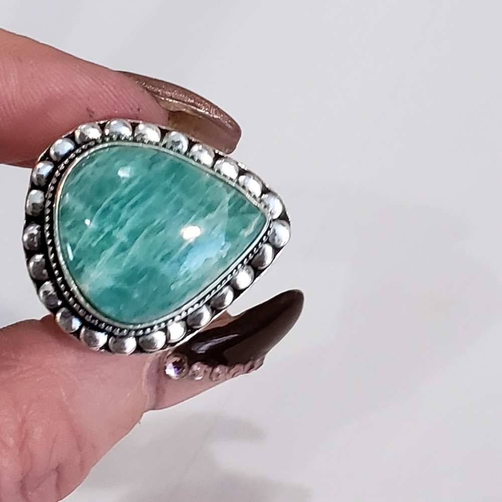 Amazonite Gemstone, 925 Silver Ring - image 4